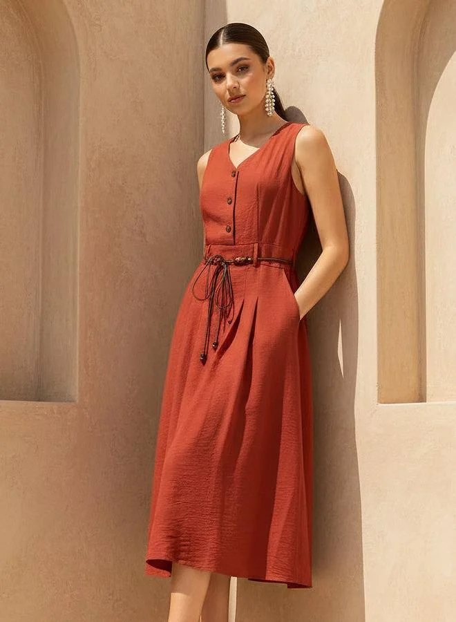 سبلاش فيڤ Midi Shirt Dress with Belt